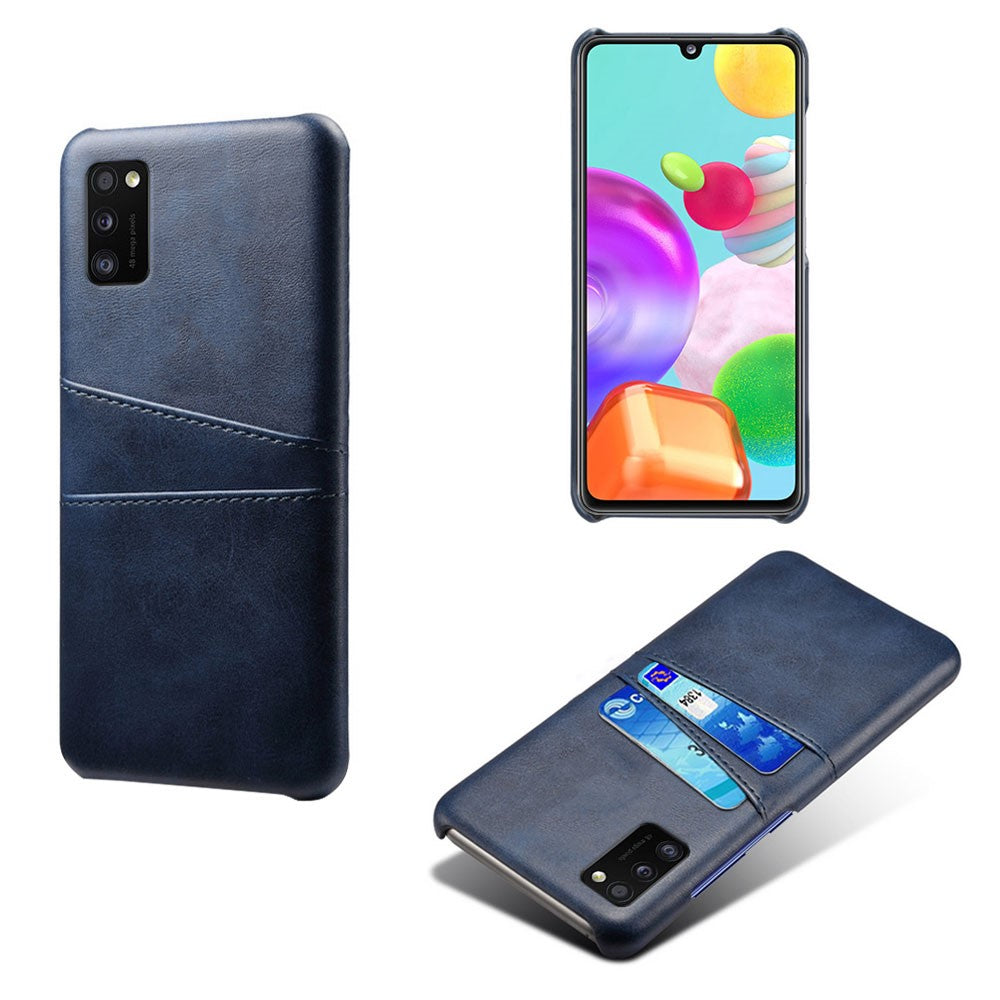 Double Card Slots PU Leather Coated Plastic Protector Case for Samsung Galaxy A41 (Global Version)