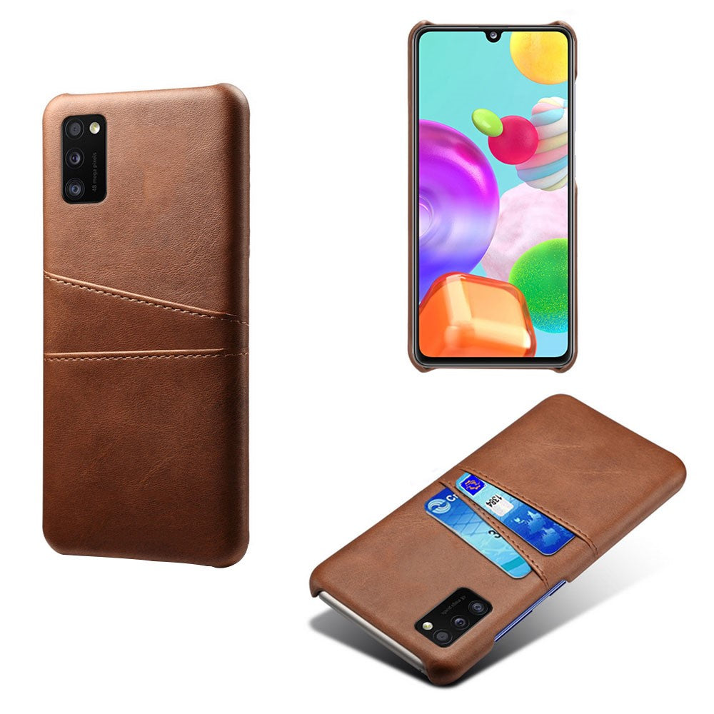 Double Card Slots PU Leather Coated Plastic Protector Case for Samsung Galaxy A41 (Global Version)