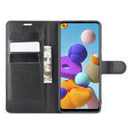 Litchi Texture Mobile Phone Shell Wallet Leather Cool Cover for Samsung Galaxy A21s Supporting Stand Phone Case