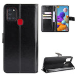 Crazy Horse Wallet Stand Leather Flip Cell Phone Cover for Samsung Galaxy A21s