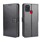 Crazy Horse Wallet Stand Leather Flip Cell Phone Cover for Samsung Galaxy A21s