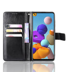 Crazy Horse Wallet Stand Leather Flip Cell Phone Cover for Samsung Galaxy A21s