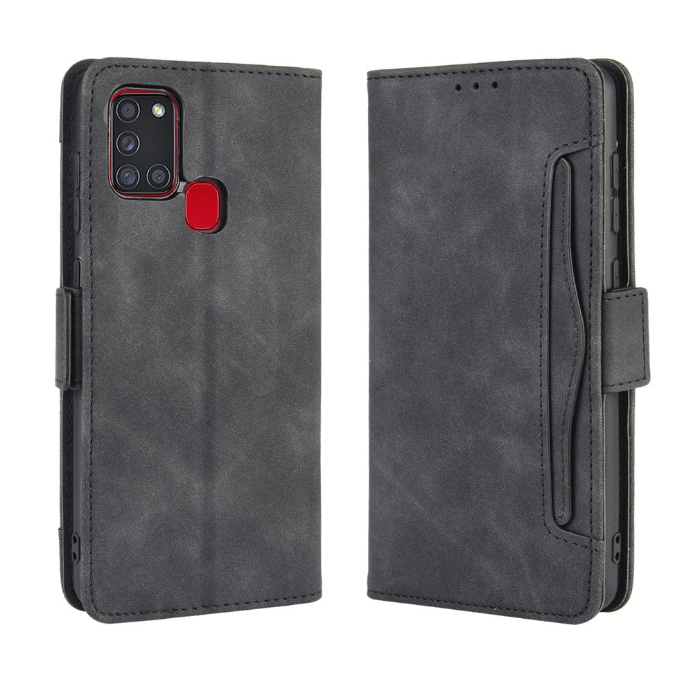 Kreditkortholder pung læderbeskyttelsesetui til Samsung Galaxy A21s, foldbart stativ telefoncover