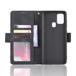Kreditkortholder pung læderbeskyttelsesetui til Samsung Galaxy A21s, foldbart stativ telefoncover