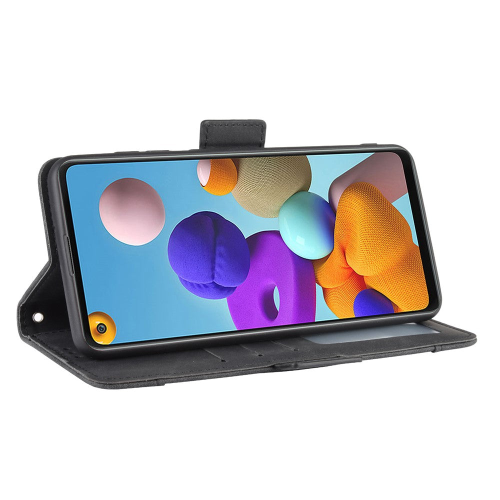 Kreditkortholder pung læderbeskyttelsesetui til Samsung Galaxy A21s, foldbart stativ telefoncover