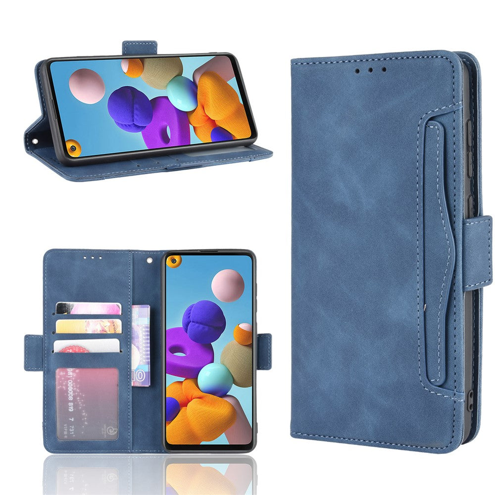 Kreditkortholder pung læderbeskyttelsesetui til Samsung Galaxy A21s, foldbart stativ telefoncover