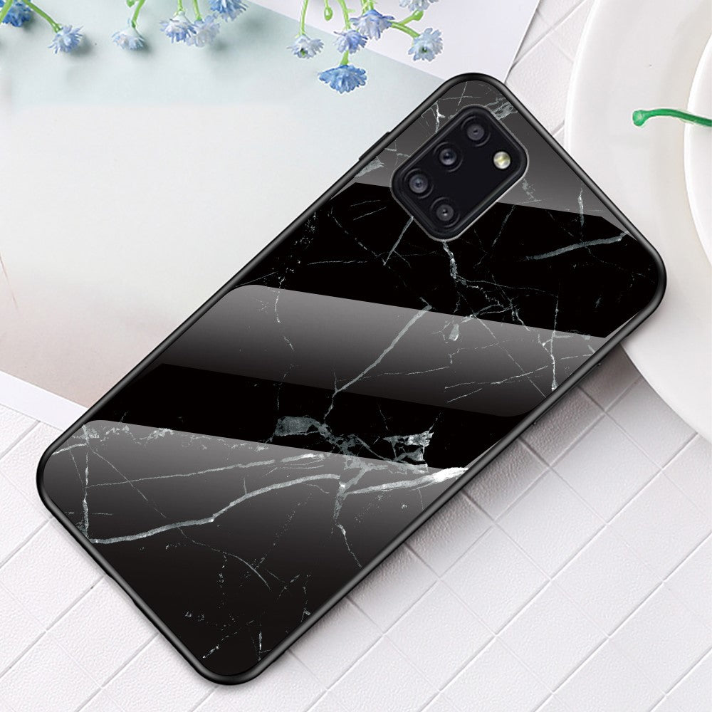 Marble Texture Tempered Glass + PC + TPU Hybrid Protection Case for Samsung Galaxy A31