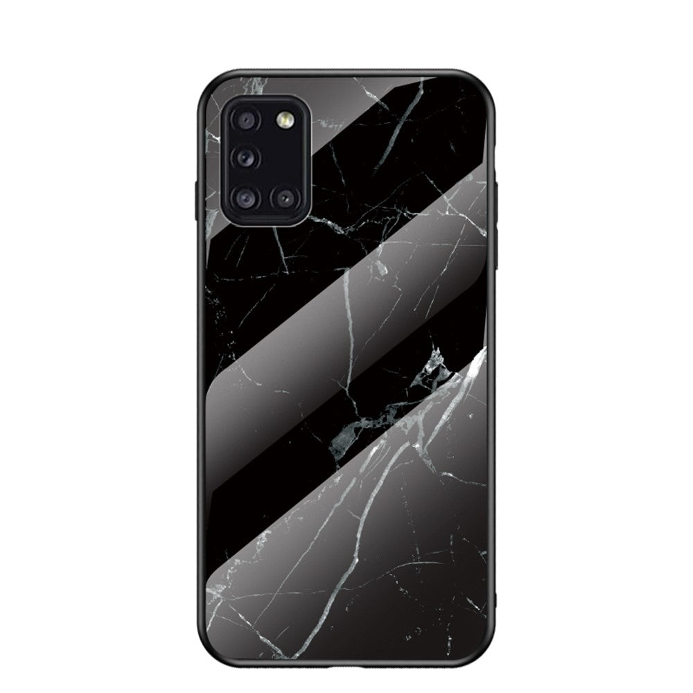 Marble Texture Tempered Glass + PC + TPU Hybrid Protection Case for Samsung Galaxy A31
