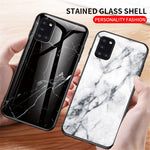 Marble Texture Tempered Glass + PC + TPU Hybrid Protection Case for Samsung Galaxy A31
