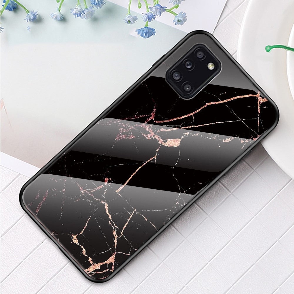 Marble Texture Tempered Glass + PC + TPU Hybrid Protection Case for Samsung Galaxy A31