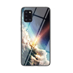 Starry Sky Pattern Tempered Glass + PC + TPU Hybrid Case for Samsung Galaxy A31