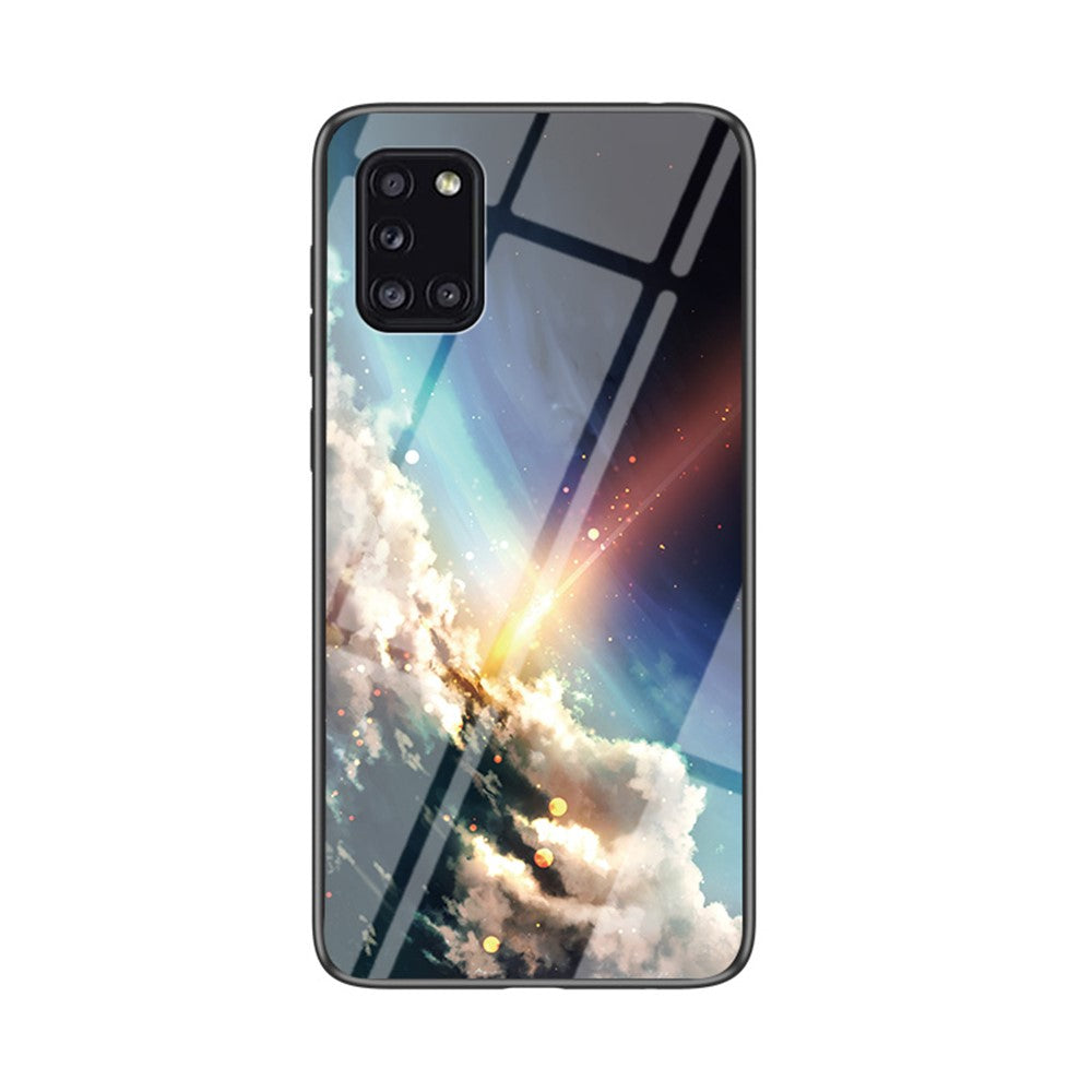 Starry Sky Pattern Tempered Glass + PC + TPU Hybrid Case for Samsung Galaxy A31