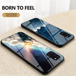 Starry Sky Pattern Tempered Glass + PC + TPU Hybrid Case for Samsung Galaxy A31