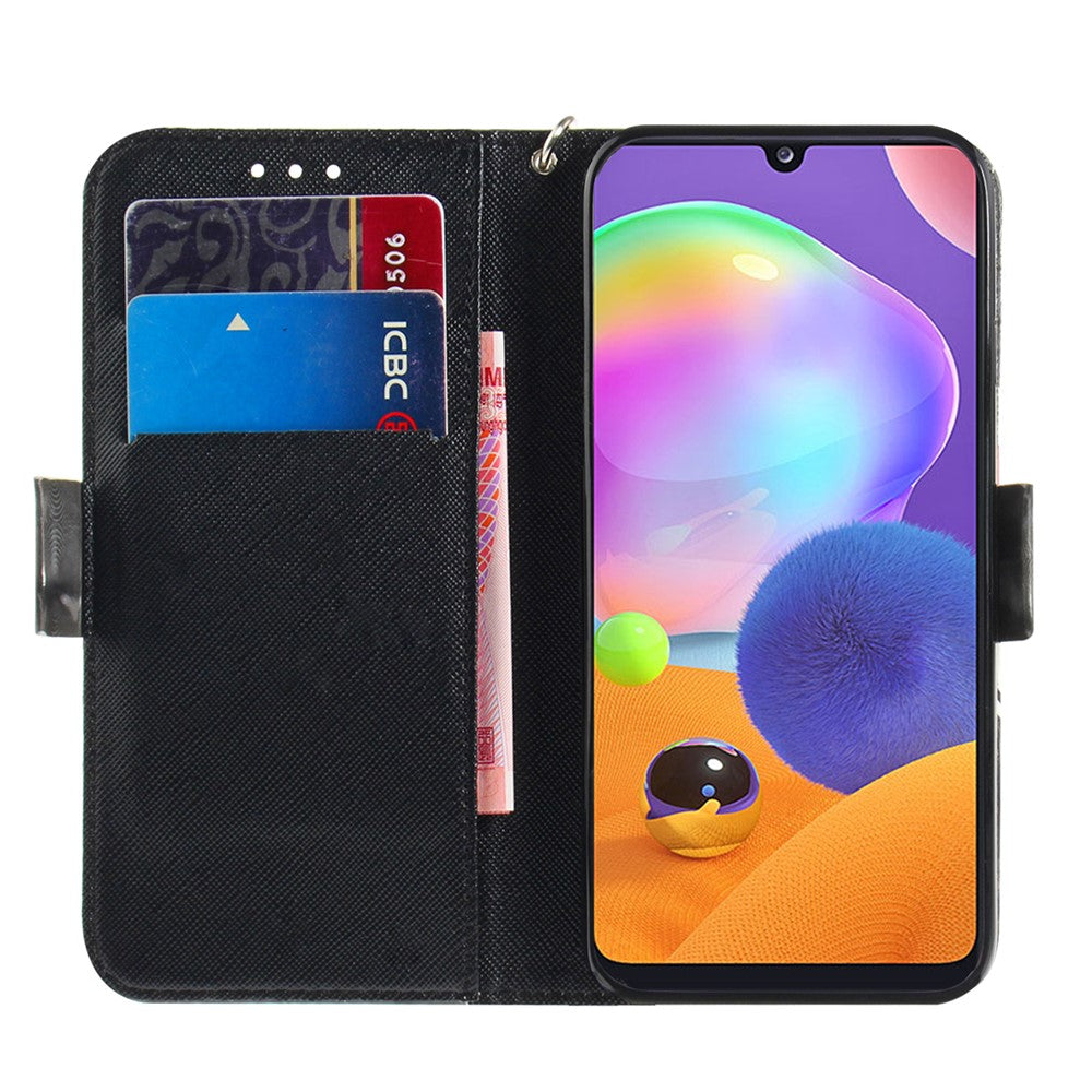 Pattern Printing Light Spot Decor Leather Wallet Phone Case Cover for Samsung Galaxy A31