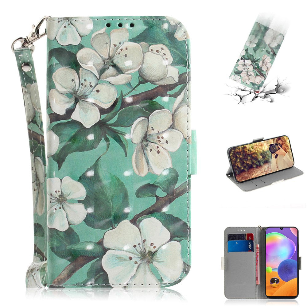 Pattern Printing Light Spot Decor Leather Wallet Phone Case Cover for Samsung Galaxy A31