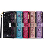 Glittery Starry Style Laserudskåret Lædercover til Samsung Galaxy A51 SM-A515