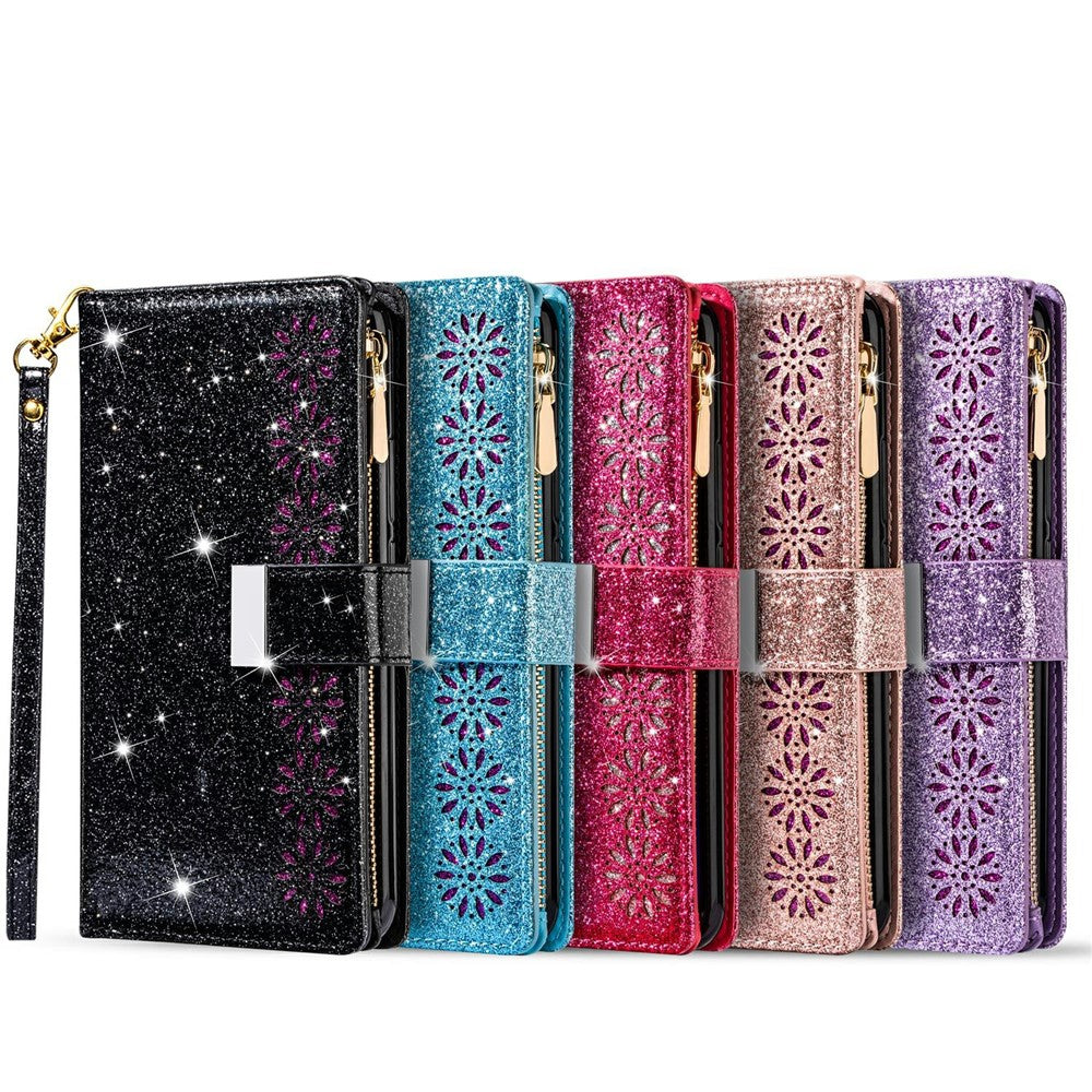 Glittery Starry Style Laserudskåret Lædercover til Samsung Galaxy A51 SM-A515