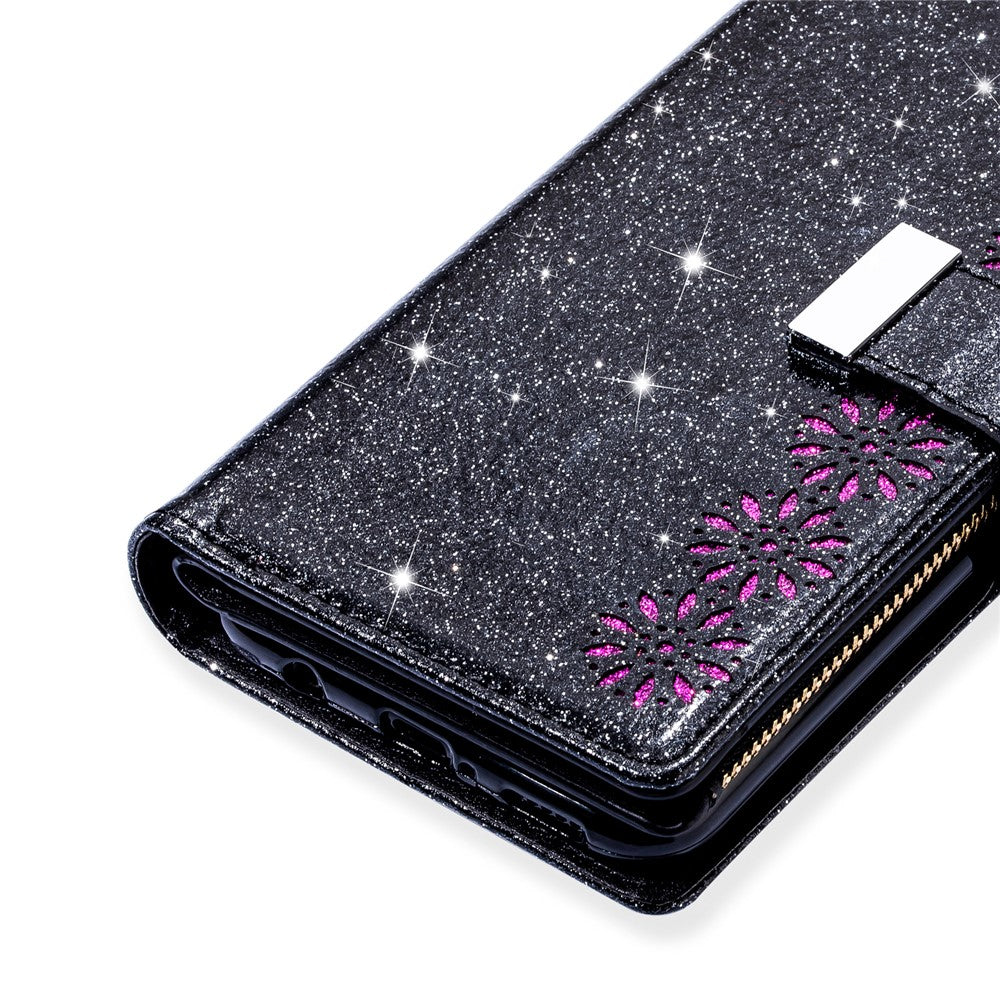 Glittery Starry Style Laserudskåret Lædercover til Samsung Galaxy A51 SM-A515