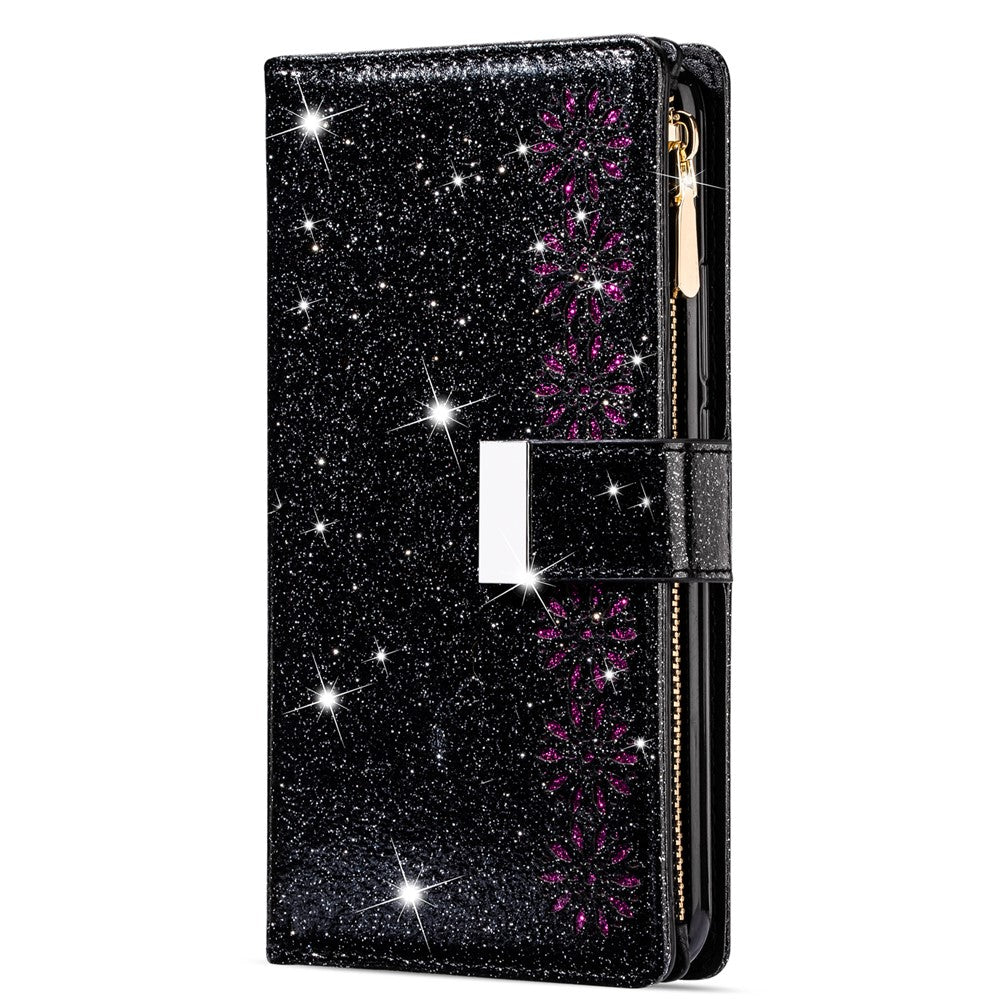 Glittery Starry Style Laserudskåret Lædercover til Samsung Galaxy A51 SM-A515