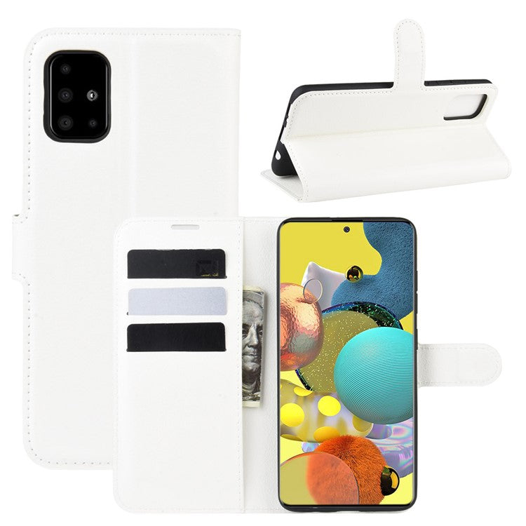 Litchi-overflade med tegnebogsetui i læder til Samsung Galaxy A51 5G SM-A516