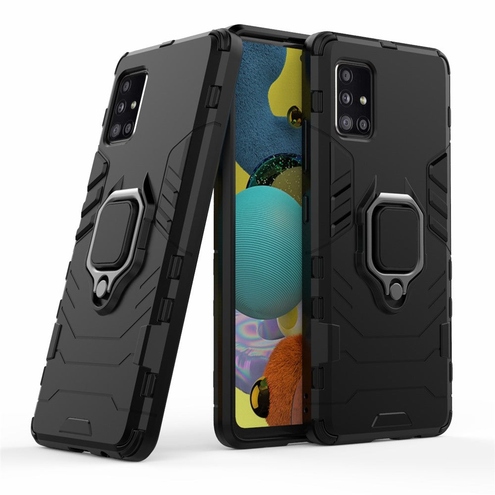 Cool Guard Ring Holder Kickstand PC TPU Hybrid Case Protective Shell for Samsung Galaxy A51 5G SM-A516