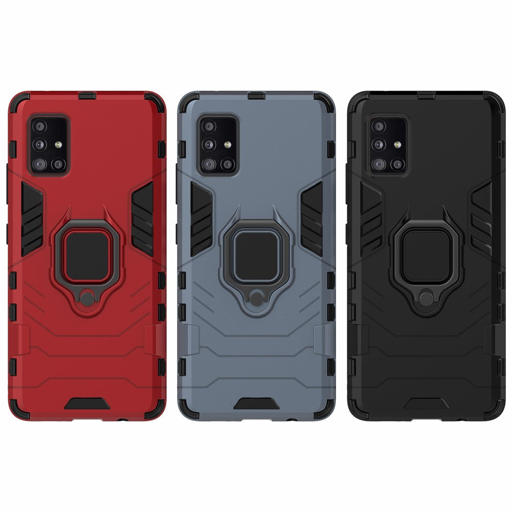 Cool Guard Ring Holder Kickstand PC TPU Hybrid Case Protective Shell for Samsung Galaxy A51 5G SM-A516