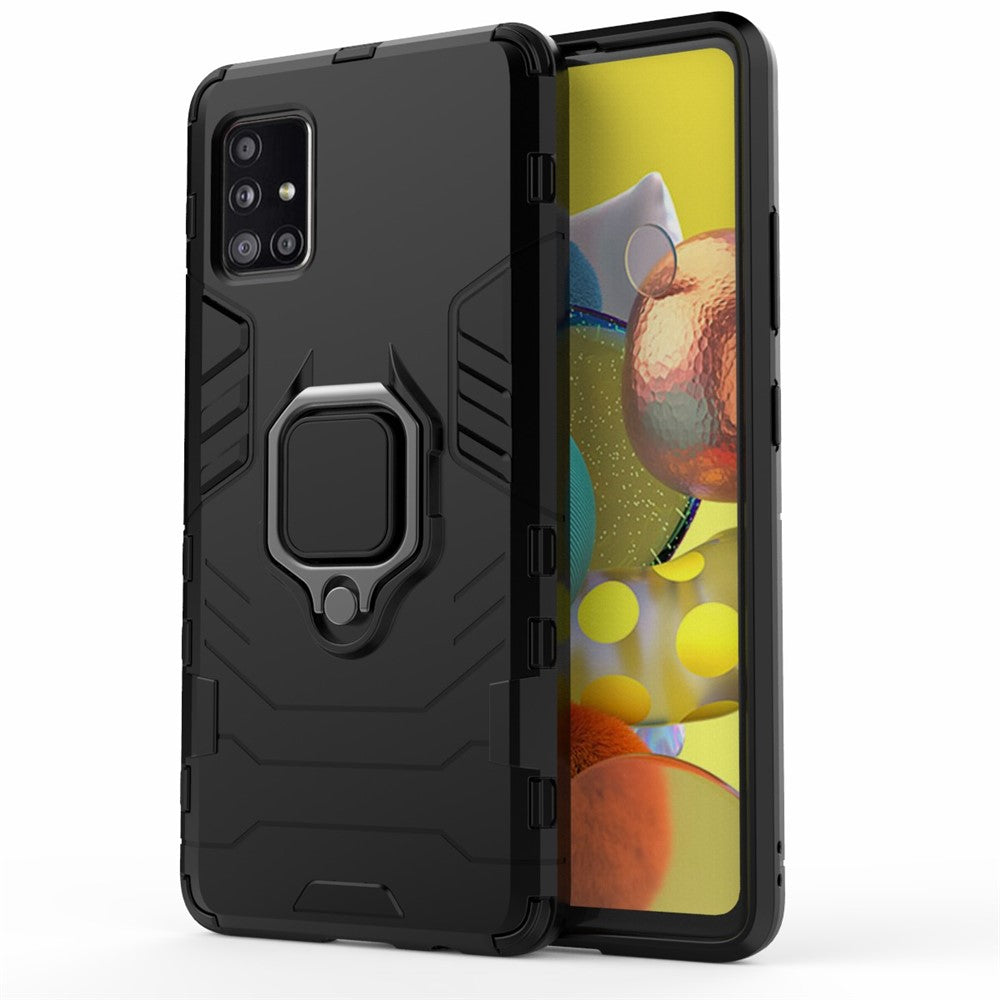 Cool Guard Ring Holder Kickstand PC TPU Hybrid Case Protective Shell for Samsung Galaxy A51 5G SM-A516