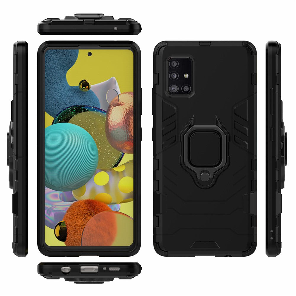 Cool Guard Ring Holder Kickstand PC TPU Hybrid Case Protective Shell for Samsung Galaxy A51 5G SM-A516