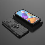 Cool Guard Ring Holder Kickstand PC TPU Hybrid Cover Beskyttende Skal til Samsung Galaxy A21s