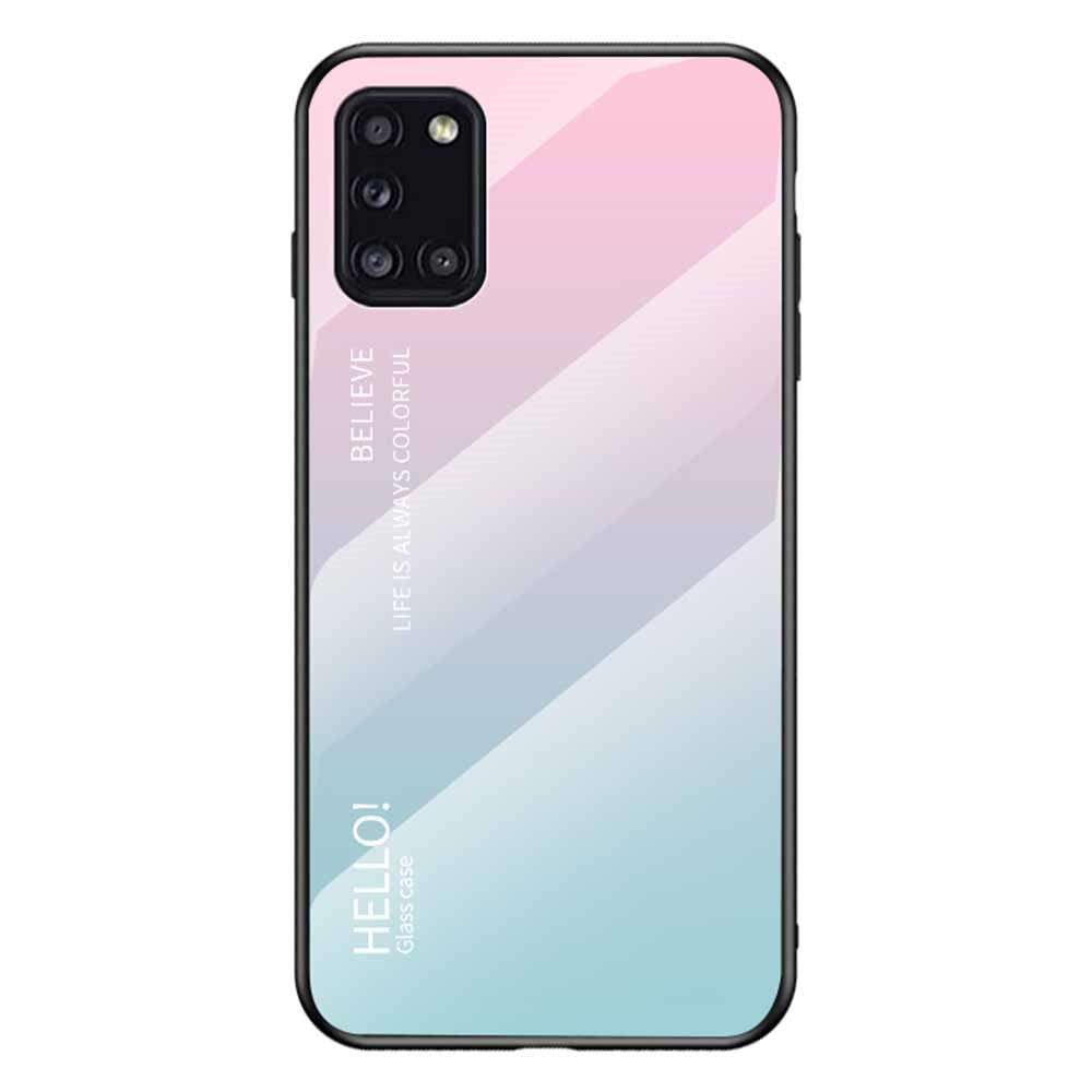 Gradient Color Tempered Glass + PC + TPU Cool Cover for Samsung Galaxy A31