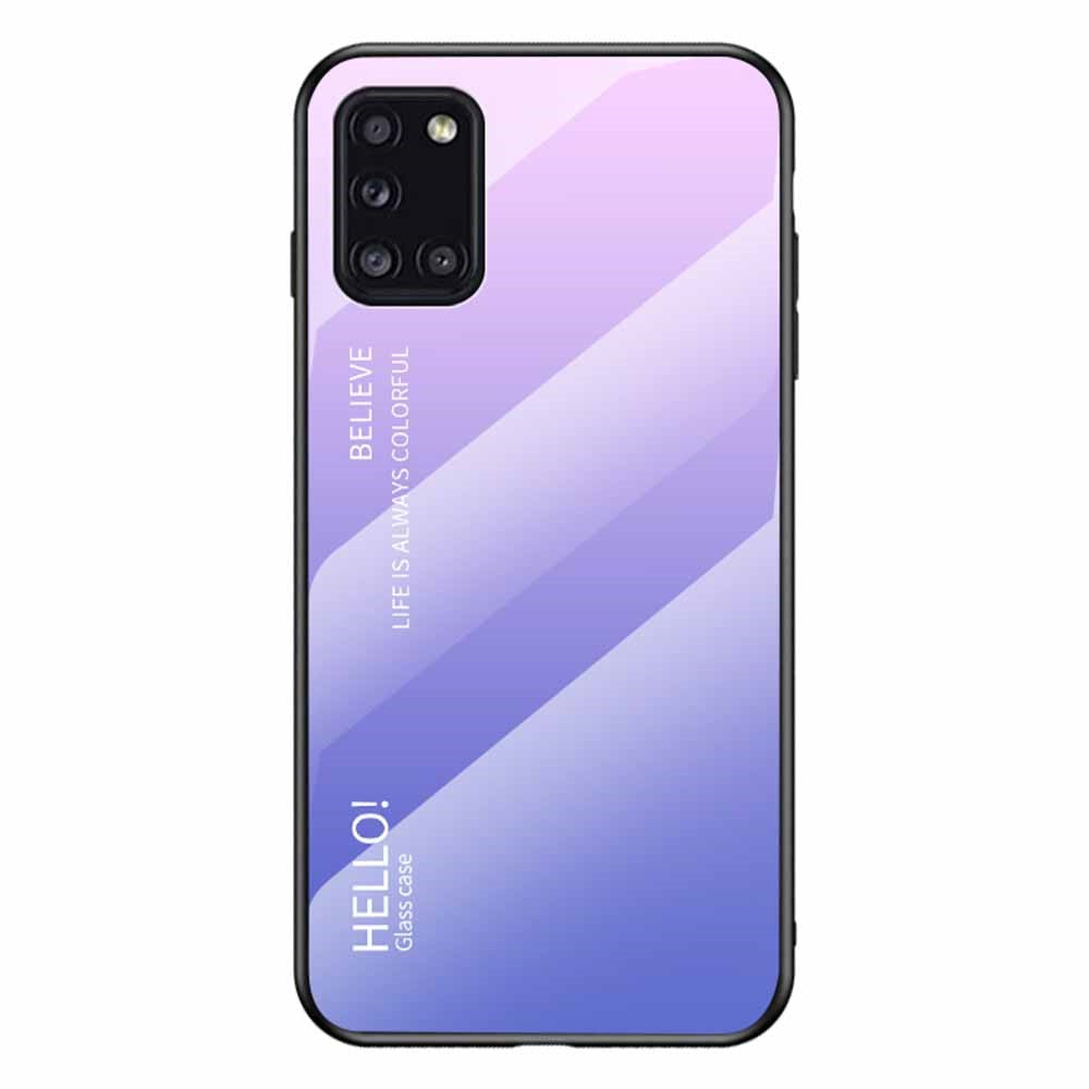 Gradient Color Tempered Glass + PC + TPU Cool Cover for Samsung Galaxy A31
