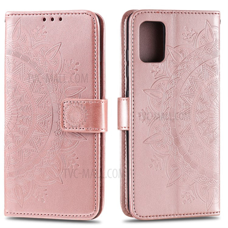 Läderfodral med tryckmönster och blommotiv för Samsung Galaxy A31