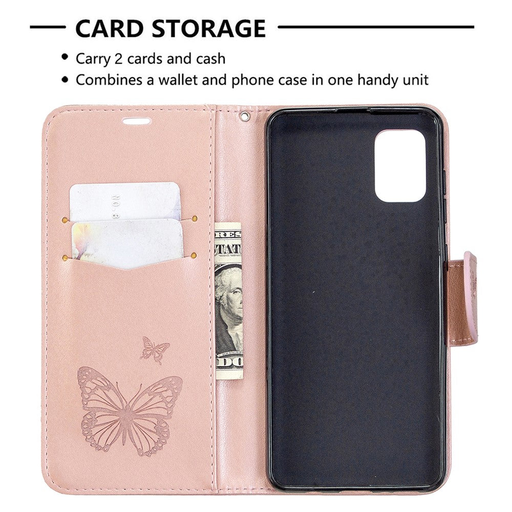 Imprint Butterfly Leather Wallet Phone Case for Samsung Galaxy A31