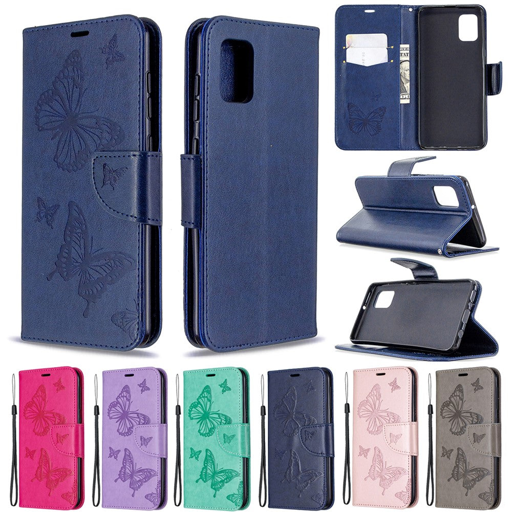 Imprint Butterfly Wallet Leather Case for Samsung Galaxy A31