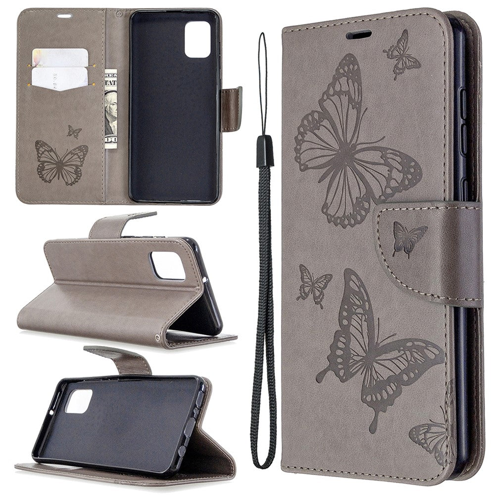 Imprint Butterfly Wallet Leather Case for Samsung Galaxy A31