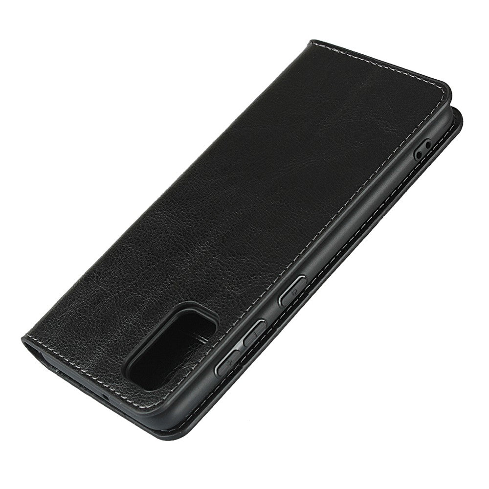 Crazy Horse Skin Genuine Leather Wallet Phone Case for Samsung Galaxy A41 (Global Version)