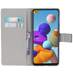 Mönstertryck Läder Plånboksfodral för Samsung Galaxy A21s Reptåligt mobilskal