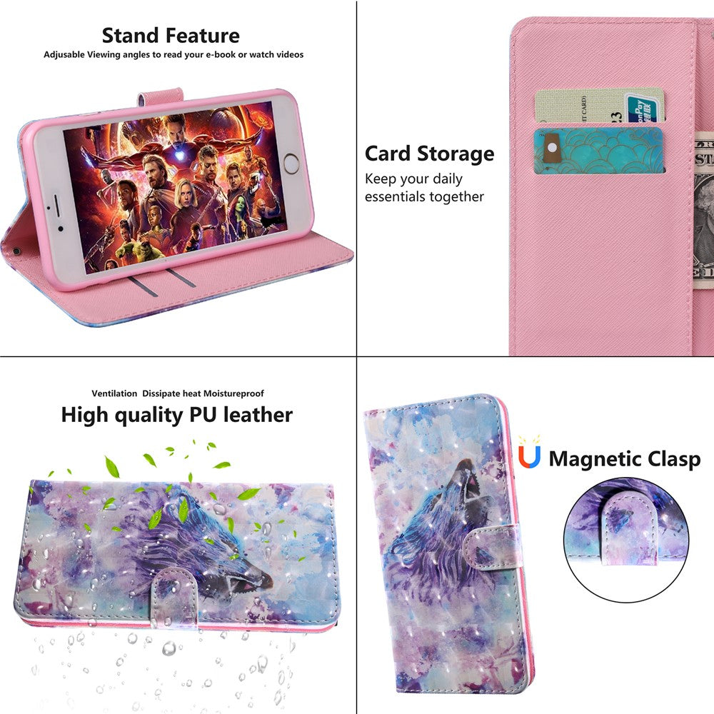 Light Spot Decor Pattern Printing Wallet Stand Leather Case with Strap for Samsung Galaxy A51 5G SM-A516