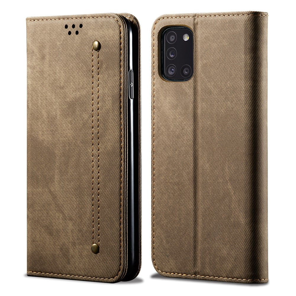 Jeans Cloth Leather Wallet Cell Phone Cover for Samsung Galaxy A31