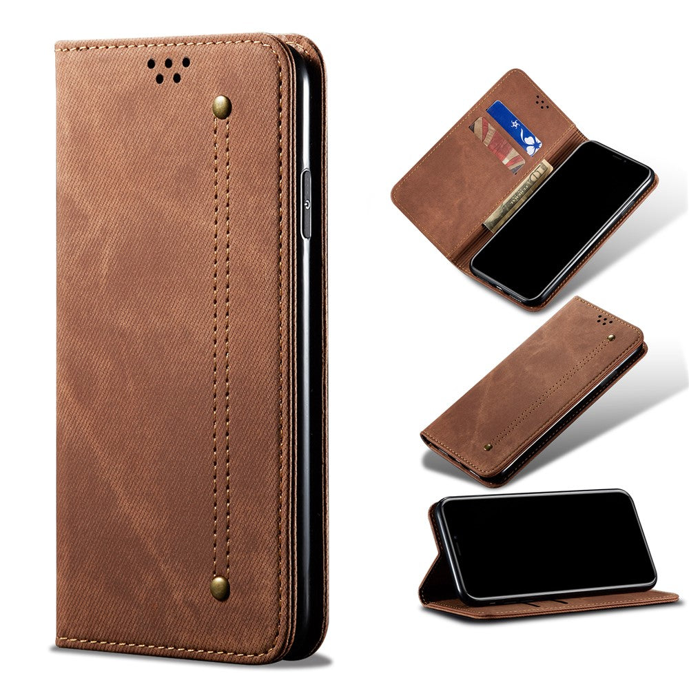 Jeans Cloth Leather Wallet Cell Phone Cover for Samsung Galaxy A31
