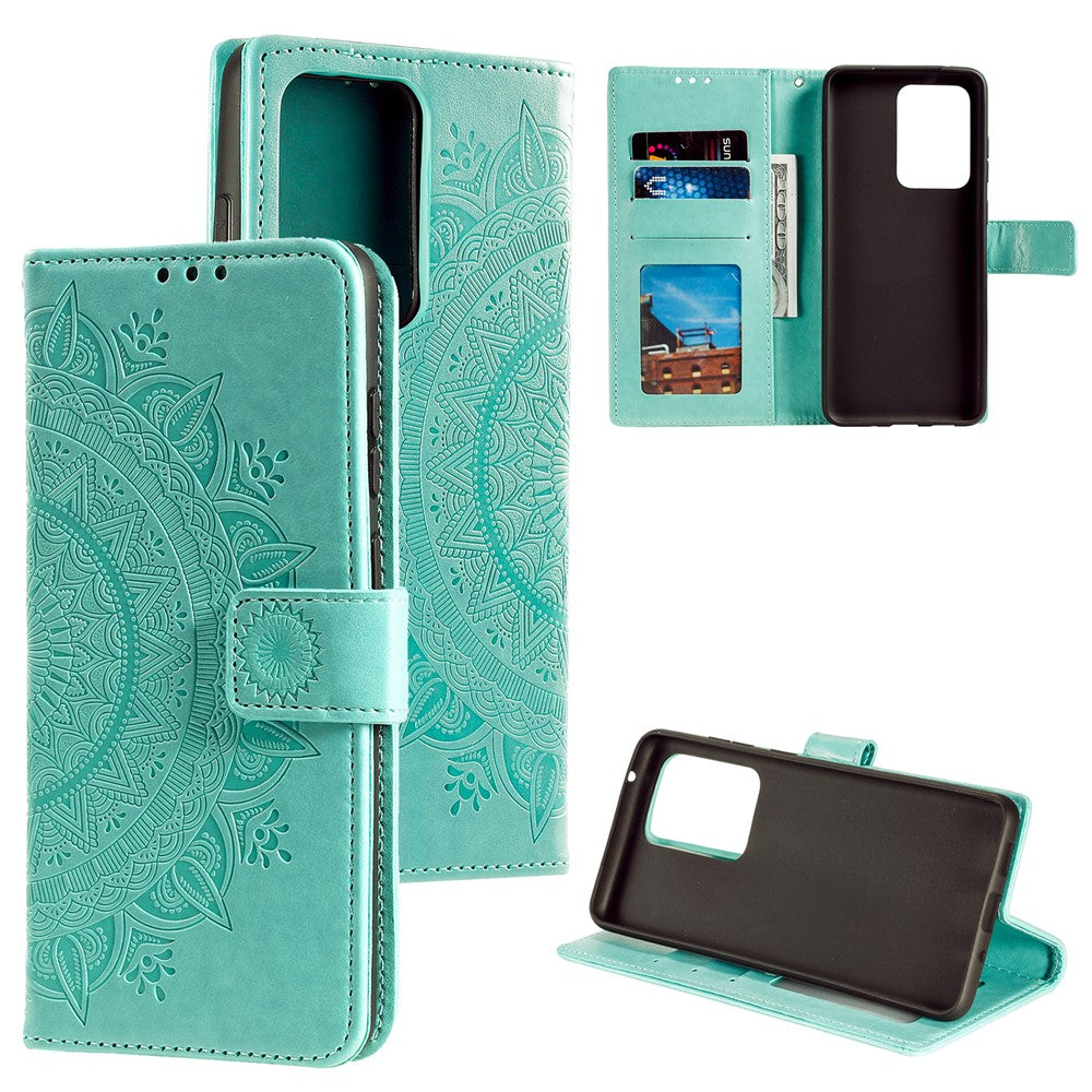 Imprint Blomster Læderpung Etui til Samsung Galaxy Note20 Ultra/Note20 Ultra 5G
