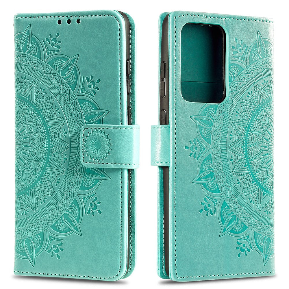 Imprint Blomster Læderpung Etui til Samsung Galaxy Note20 Ultra/Note20 Ultra 5G