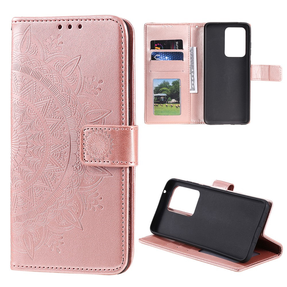 Imprint Blomster Læderpung Etui til Samsung Galaxy Note20 Ultra/Note20 Ultra 5G