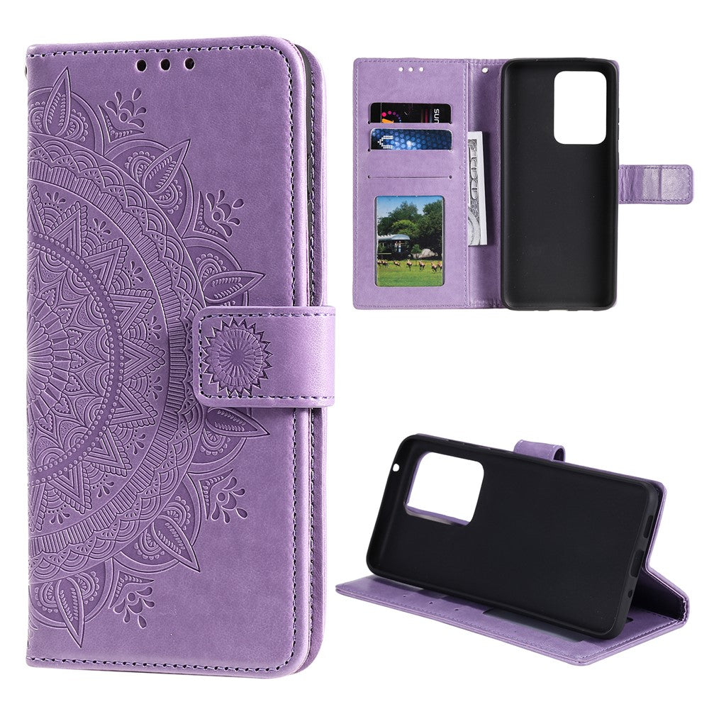 Imprint Blomster Læderpung Etui til Samsung Galaxy Note20 Ultra/Note20 Ultra 5G