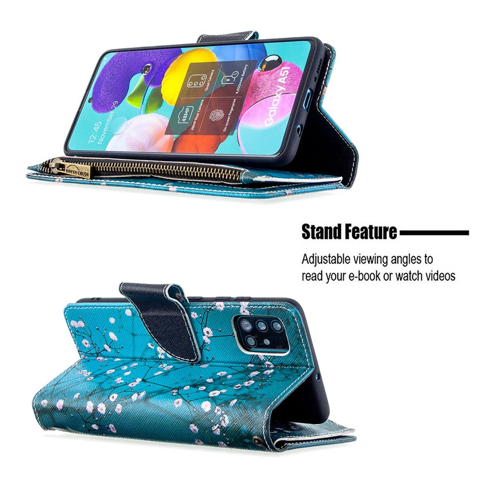 BF03 Pattern Printing Leather Mobile Case with Zipper Wallet for Samsung Galaxy A51 SM-A515
