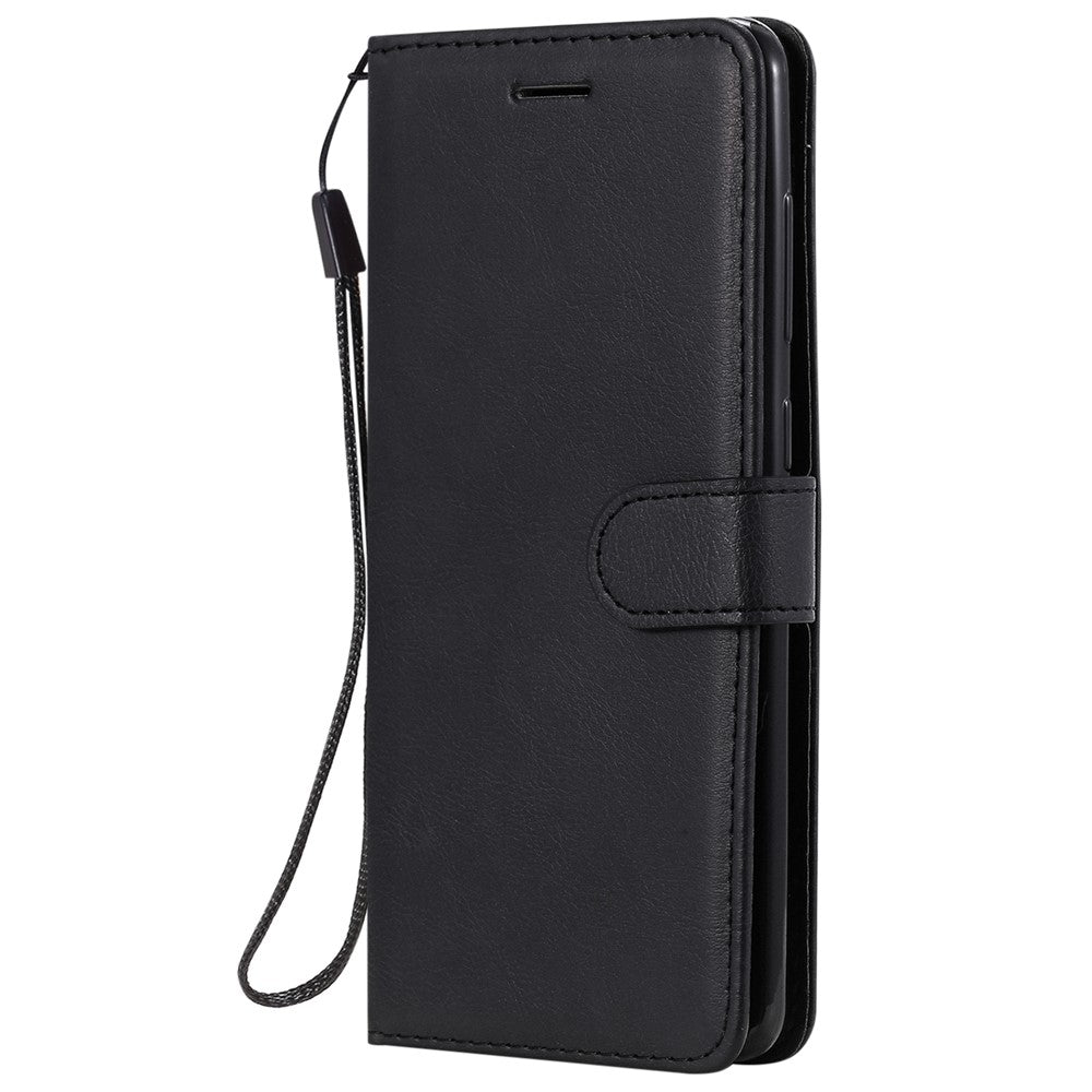 Til Samsung Galaxy A21s cover ensfarvet læder mobilcover pung stativ med rem