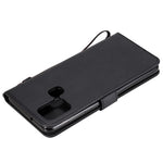 Til Samsung Galaxy A21s cover ensfarvet læder mobilcover pung stativ med rem