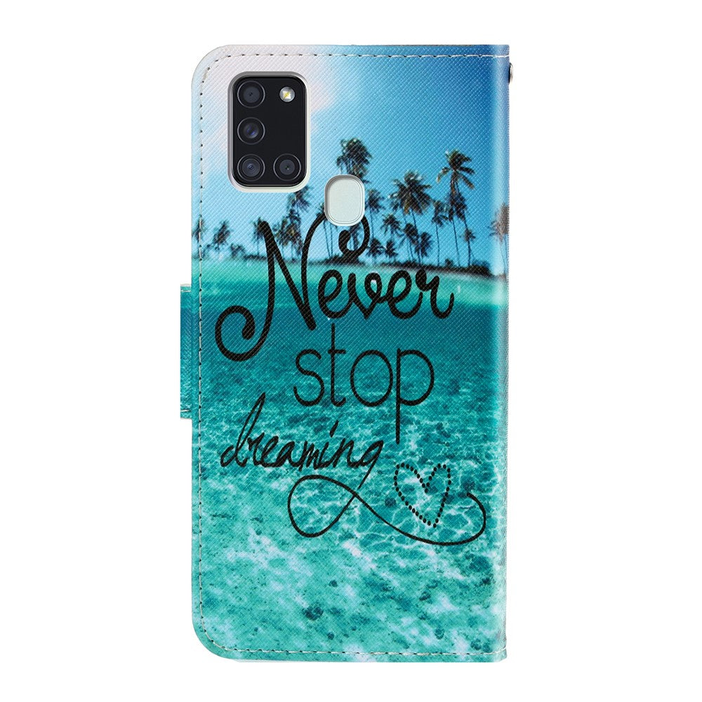 Mønsterprintet flip-læderpungtelefoncover til Samsung Galaxy A21s