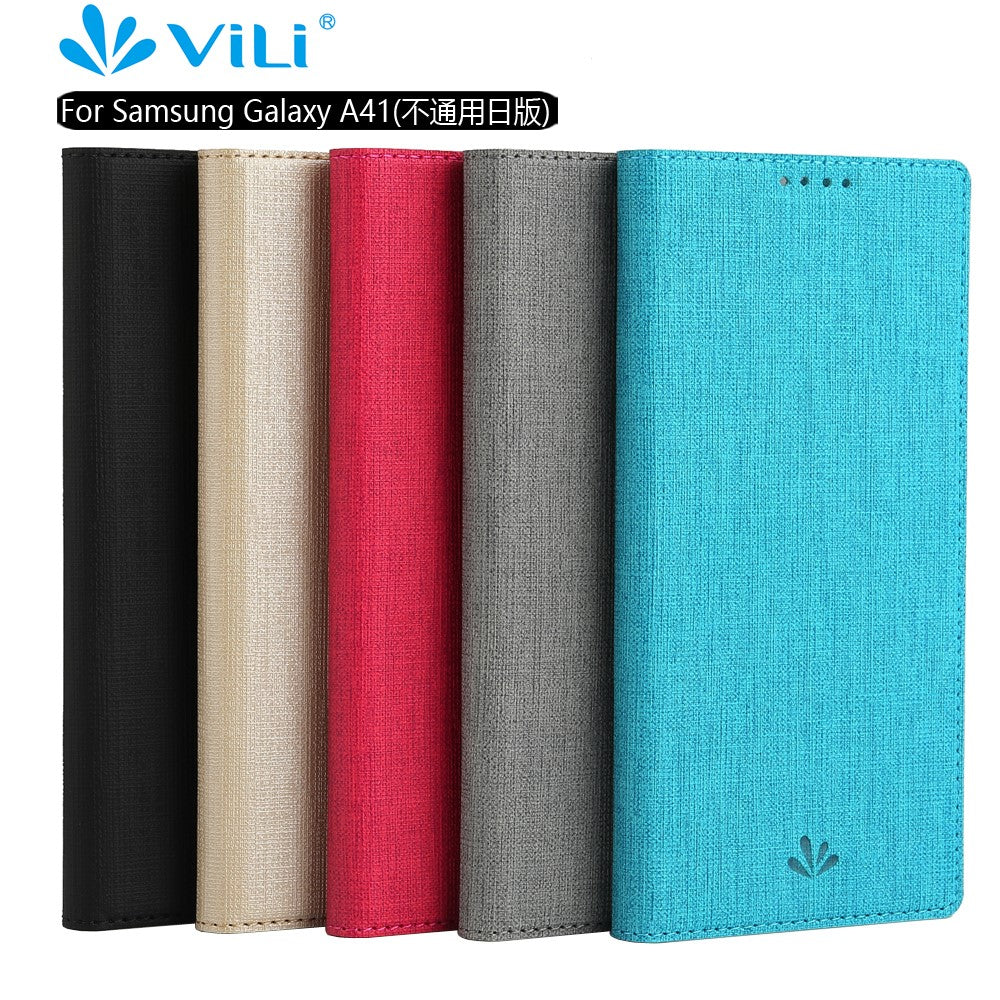 VILI DMX Card Holder Leather Stand Shell Phone Cover for Samsung Galaxy A41 (Global Version)