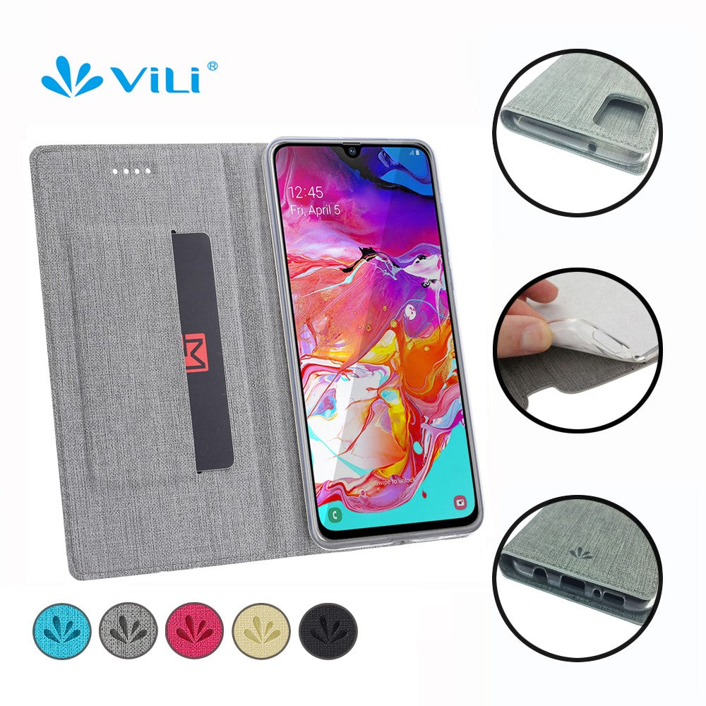VILI DMX Card Holder Leather Stand Shell Phone Cover for Samsung Galaxy A41 (Global Version)